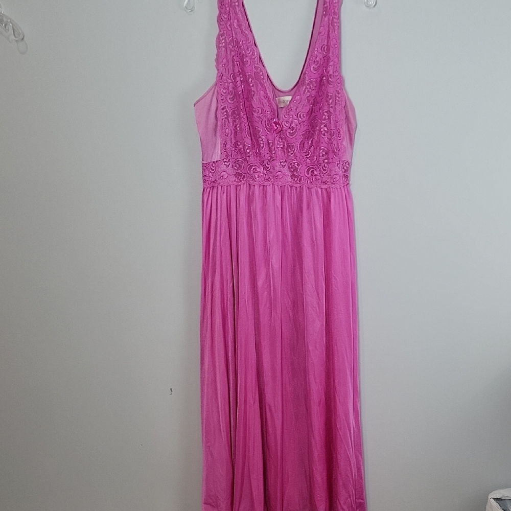 Pink Shadowline Lace Gown Long Size 2X  31737 53"
